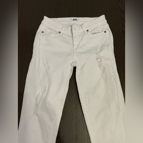 PAIGE Crisp White Denim Jeans size 26 - Picture 4 of 5